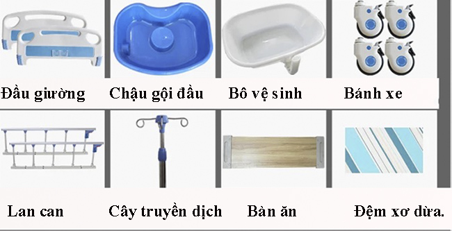 giường y tế 4 tay quay đa năng chính hãng