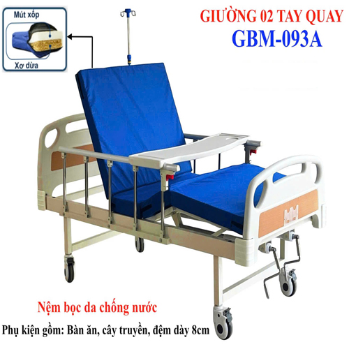 Giường y tế 2 tay quay giá rẻ GBM-093A