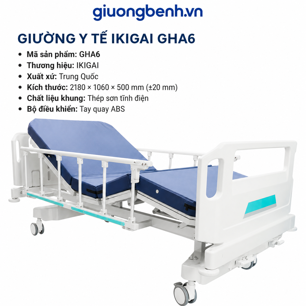 Giường y tế 2 tay quay cao cấp IKIGAI GHA6