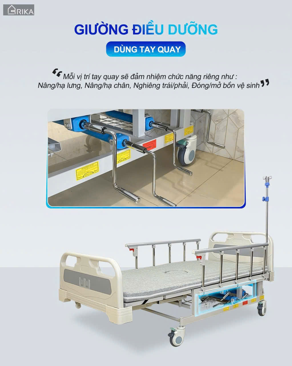 Giường 4 tay quay nệm nguyên khối MAKATA TQ04